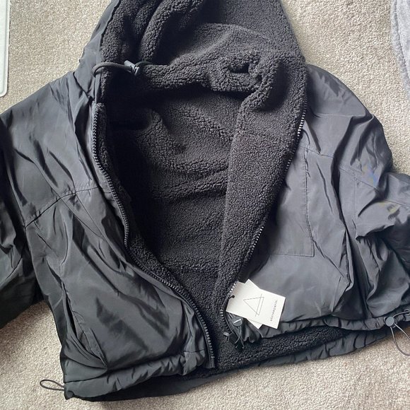 NWT SAKS 5th, ELEVEN PARIS Chic Reversible Faux Shearling Hooded Jacket - Picture 9 of 14
